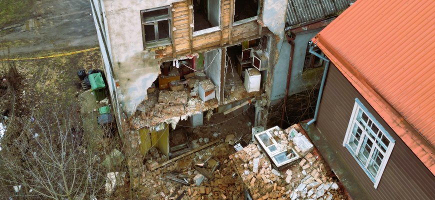 Nepriklausomybės aikštėje sugriuvo namas (video+foto)