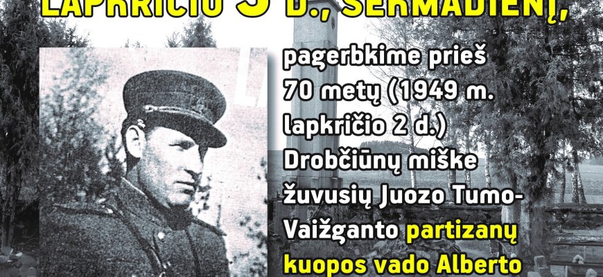 Lapkričio 3-ąją kviečiame pagerbti ir prisiminti Laisvės kovotojų atminimą