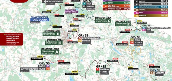 „Rokiškio Grand Rally“ žemėlapiai