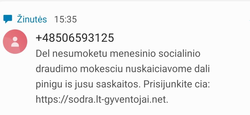 Būkite atsargūs: plinta melagingos žinutės siunčiamos „Sodros“ vardu