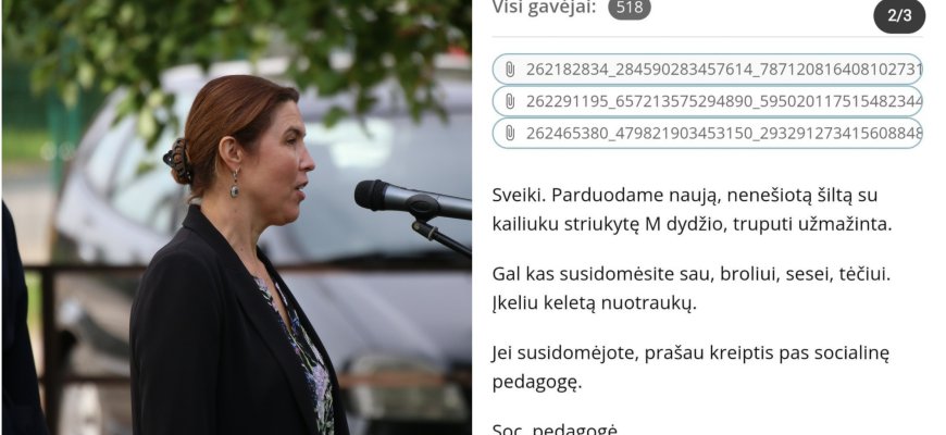Rokiškio Juozo Tumo-Vaižganto gimnazijos soc. pedagogė „Tamo” dienyne... pardavinėjo striukę