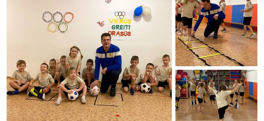 Rokiškio lopšelyje-darželyje „Varpelis“ lankėsi Rokiškio Futbolo Klubo prezidentas Erikas Gaigalas