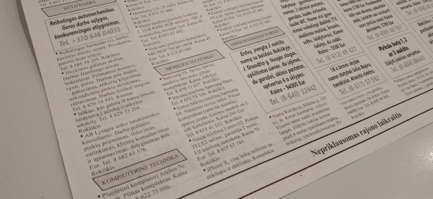 Asmeninius skelbimus Rokiškio laikraštyje talpinkite nemokamai