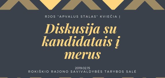 Rokiškio jaunimo organizacijų sąjunga „Apvalus stalas“ organizuoja diskusiją su kandidatais į Rokiškio rajono savivaldybės mero postą