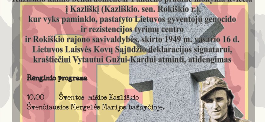 Kazliškyje – iškilminga kraštiečiui Vytautui Gužui-Kardui skirto paminklo atidengimo ceremonija