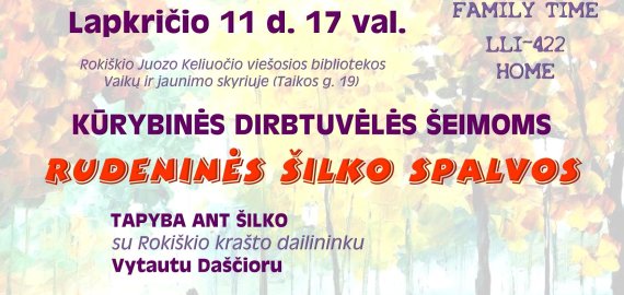 Lapkričio 11 d. - kūrybinės dirbtuvėlės šeimoms