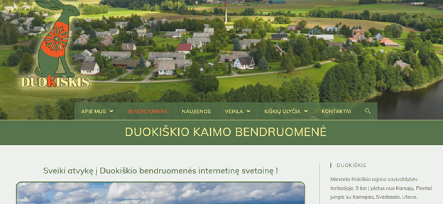 Duokiškio kaimo bendruomenės interneto svetainė – krašto vizitinė kortelė