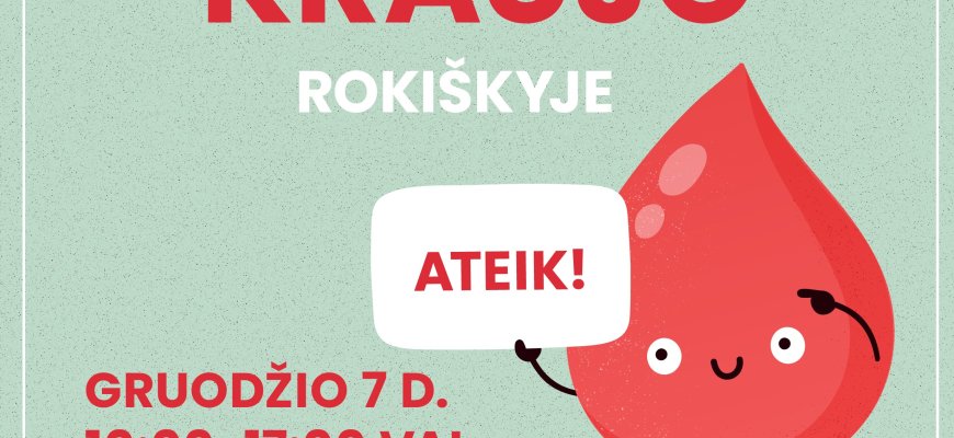 Gruodžio 7 d. kraujo donorystės akcija Rokiškyje