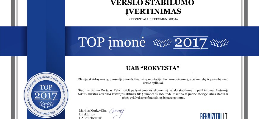 „Rokvestai“ – dar vienas solidus įvertinimas