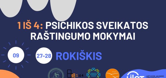 Rugsėjo 27-28 dienomis psichikos sveikatos raštingumo mokymai jaunimui