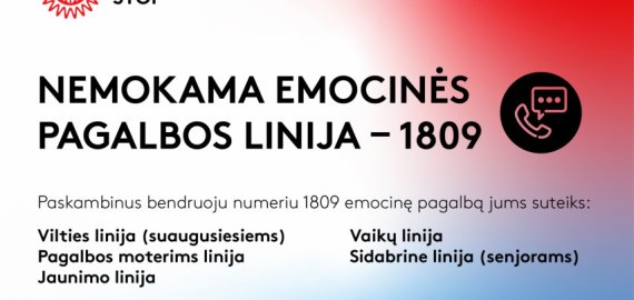 Karantino metu gyventojams įkurta nacionalinė vieninga emocinės paramos telefonu linija 1809
