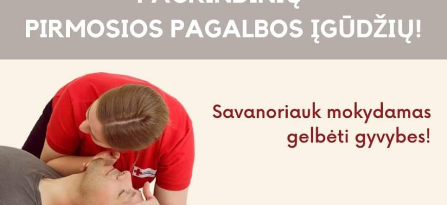 Lietuvos Raudonasis Kryžius kviečia prisijungti savanorius vesti pirmosios pagalbos užsiėmimus