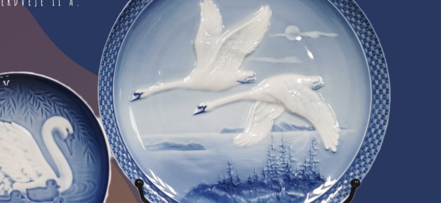 Kviečia aplankyti R. Junokienės kolekcijos rinkinio parodą „Gulbių elegancija: dekoratyvių lėkščių grožis“