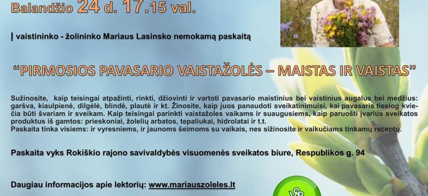 Nemokama vaistininko-žolininko paskaita
