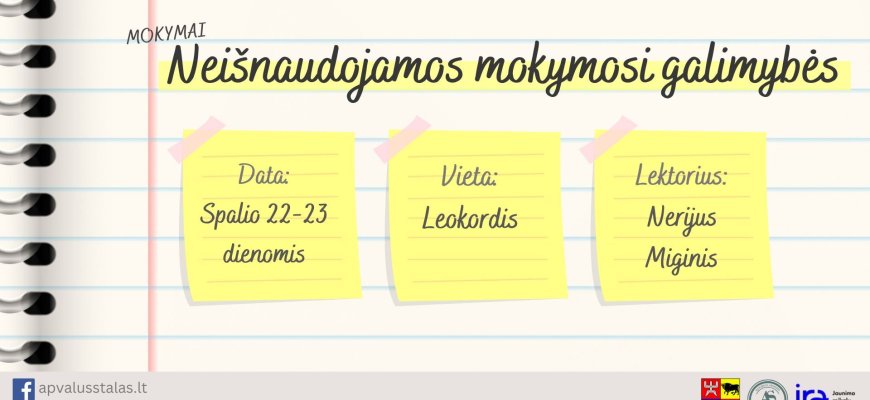 RJOS „Apvalus stalas“ kviečia registruotis į mokymus „Neišnaudojamos mokymosi galimybės”