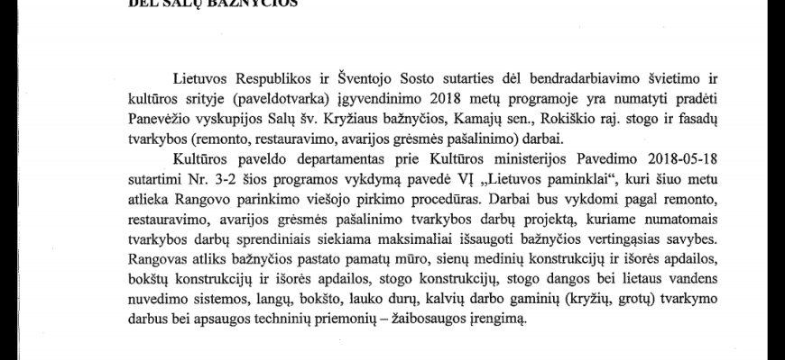 Salų parapijai – džiugios žinos: gražuolė bažnyčia laukia remonto